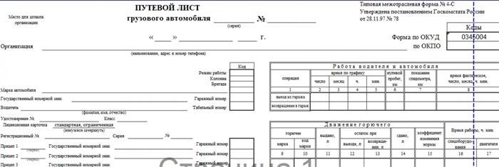 Смысл и состав путевого листа