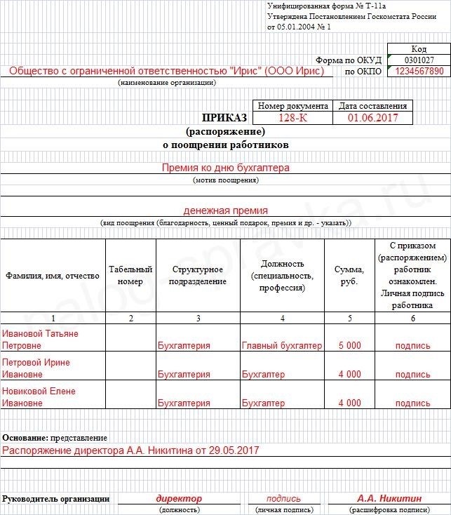 Какими документами оформляется премирование